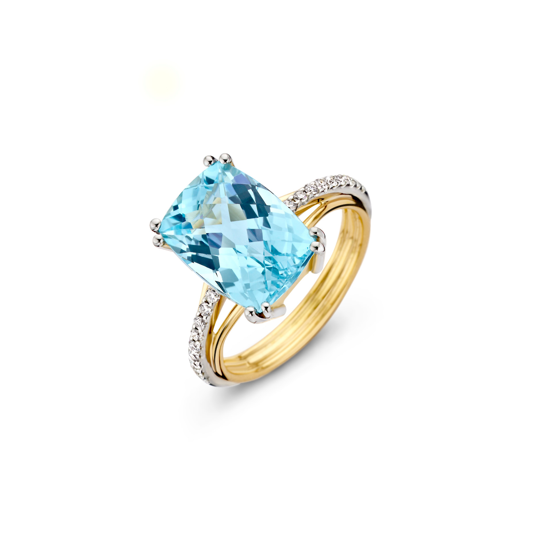 Verlovingsring met aquamarijn en diamanten